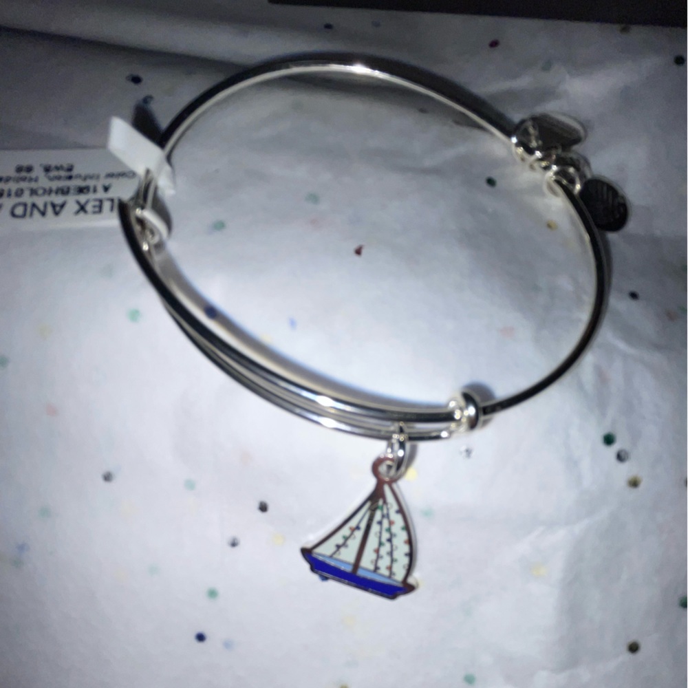 NWT Alex & Ani Holiday Sailboat Charm Bangle - Picture 3 of 5